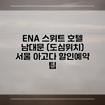 ENA 스위트 호텔 남대문 (도심위치) 서울 아고다 할인예약 팁