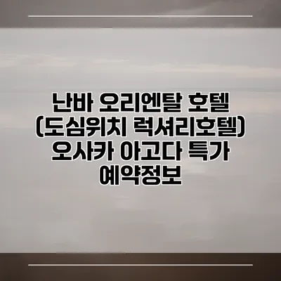 난바 오리엔탈 호텔 (도심위치 럭셔리호텔) 오사카 아고다 특가 예약정보