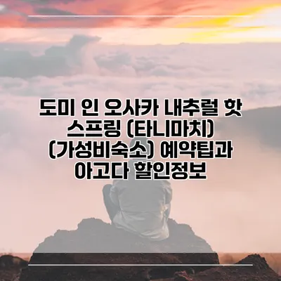 도미 인 오사카 내추럴 핫 스프링 (타니마치) (가성비숙소) 예약팁과 아고다 할인정보