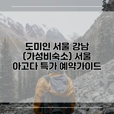 도미인 서울 강남 (가성비숙소) 서울 아고다 특가 예약가이드
