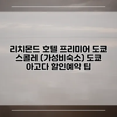 리치몬드 호텔 프리미어 도쿄 스콜레 (가성비숙소) 도쿄 아고다 할인예약 팁