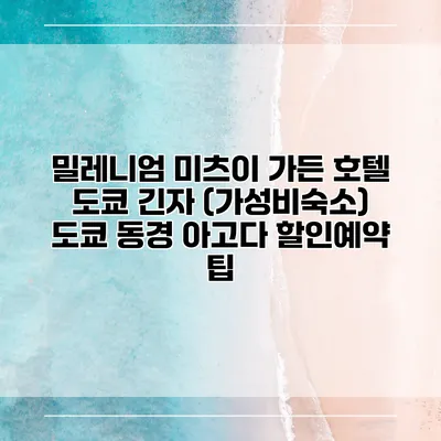 밀레니엄 미츠이 가든 호텔 도쿄 긴자 (가성비숙소) 도쿄 동경 아고다 할인예약 팁