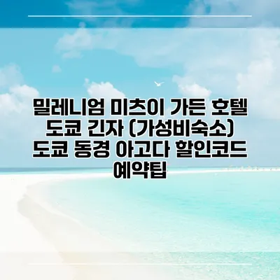 밀레니엄 미츠이 가든 호텔 도쿄 긴자 (가성비숙소) 도쿄 동경 아고다 할인코드 예약팁