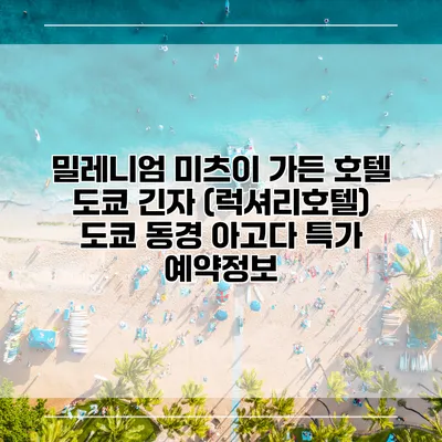 밀레니엄 미츠이 가든 호텔 도쿄 긴자 (럭셔리호텔) 도쿄 동경 아고다 특가 예약정보