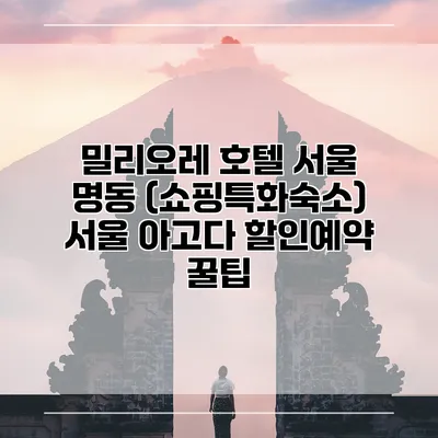 밀리오레 호텔 서울 명동 (쇼핑특화숙소) 서울 아고다 할인예약 꿀팁