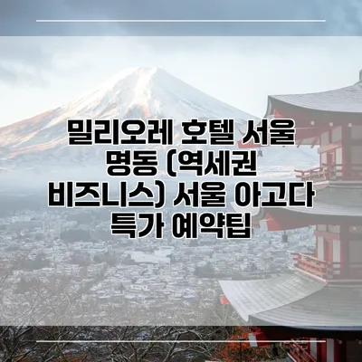 밀리오레 호텔 서울 명동 (역세권 비즈니스) 서울 아고다 특가 예약팁