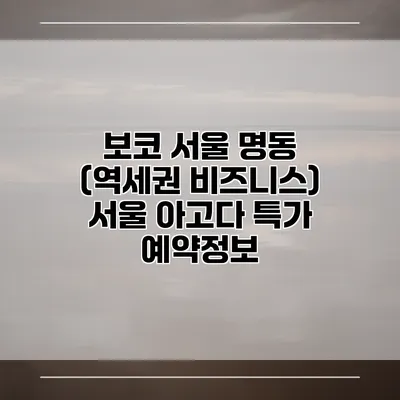 보코 서울 명동 (역세권 비즈니스) 서울 아고다 특가 예약정보