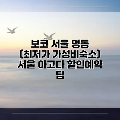 보코 서울 명동 (최저가 가성비숙소) 서울 아고다 할인예약 팁