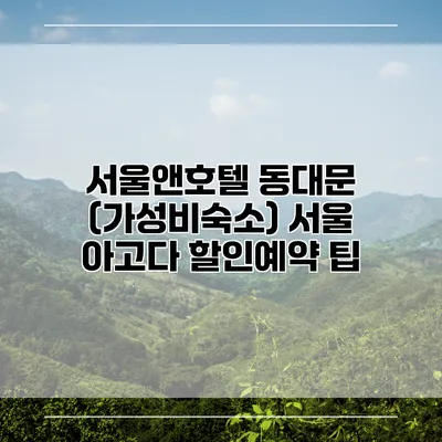 서울앤호텔 동대문 (가성비숙소) 서울 아고다 할인예약 팁
