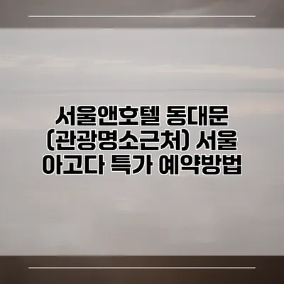 서울앤호텔 동대문 (관광명소근처) 서울 아고다 특가 예약방법