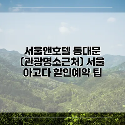 서울앤호텔 동대문 (관광명소근처) 서울 아고다 할인예약 팁