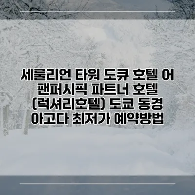 세룰리언 타워 도큐 호텔 어 팬퍼시픽 파트너 호텔 (럭셔리호텔) 도쿄 동경 아고다 최저가 예약방법
