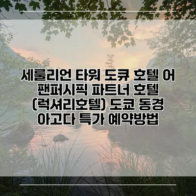세룰리언 타워 도큐 호텔 어 팬퍼시픽 파트너 호텔 (럭셔리호텔) 도쿄 동경 아고다 특가 예약방법