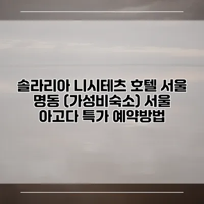 솔라리아 니시테츠 호텔 서울 명동 (가성비숙소) 서울 아고다 특가 예약방법