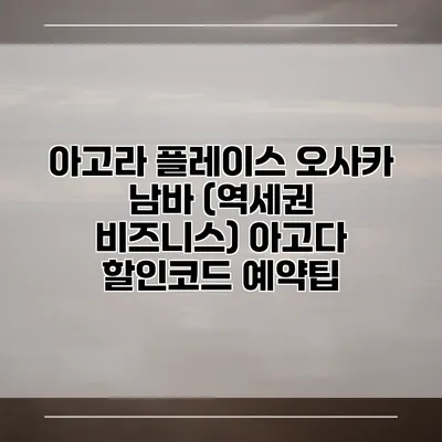 아고라 플레이스 오사카 남바 (역세권 비즈니스) 아고다 할인코드 예약팁