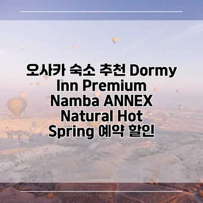 오사카 숙소 추천 Dormy Inn Premium Namba ANNEX Natural Hot Spring 예약 할인