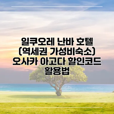일쿠오레 난바 호텔 (역세권 가성비숙소) 오사카 아고다 할인코드 활용법