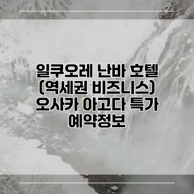 일쿠오레 난바 호텔 (역세권 비즈니스) 오사카 아고다 특가 예약정보