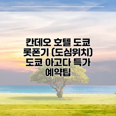 칸데오 호텔 도쿄 롯폰기 (도심위치) 도쿄 아고다 특가 예약팁