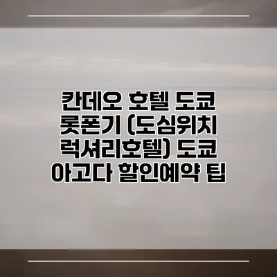 칸데오 호텔 도쿄 롯폰기 (도심위치 럭셔리호텔) 도쿄 아고다 할인예약 팁