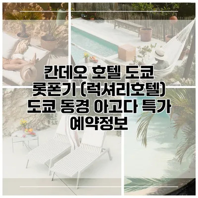 칸데오 호텔 도쿄 롯폰기 (럭셔리호텔) 도쿄 동경 아고다 특가 예약정보