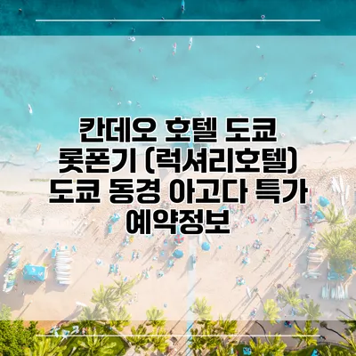 칸데오 호텔 도쿄 롯폰기 (럭셔리호텔) 도쿄 동경 아고다 특가 예약정보