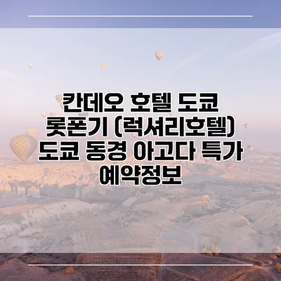 칸데오 호텔 도쿄 롯폰기 (럭셔리호텔) 도쿄 동경 아고다 특가 예약정보