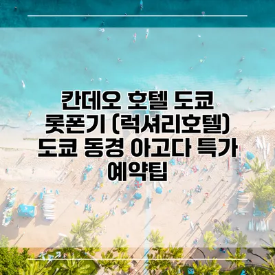 칸데오 호텔 도쿄 롯폰기 (럭셔리호텔) 도쿄 동경 아고다 특가 예약팁