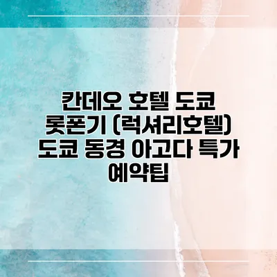 칸데오 호텔 도쿄 롯폰기 (럭셔리호텔) 도쿄 동경 아고다 특가 예약팁
