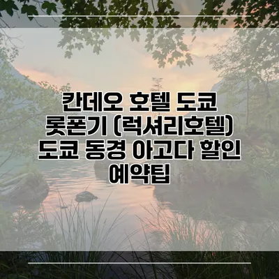 칸데오 호텔 도쿄 롯폰기 (럭셔리호텔) 도쿄 동경 아고다 할인 예약팁