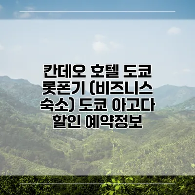 칸데오 호텔 도쿄 롯폰기 (비즈니스 숙소) 도쿄 아고다 할인 예약정보