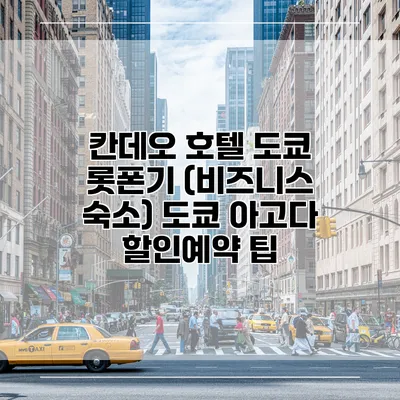 칸데오 호텔 도쿄 롯폰기 (비즈니스 숙소) 도쿄 아고다 할인예약 팁