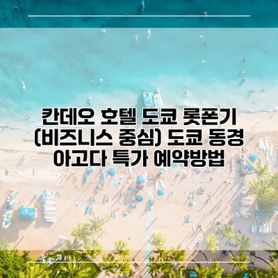 칸데오 호텔 도쿄 롯폰기 (비즈니스 중심) 도쿄 동경 아고다 특가 예약방법