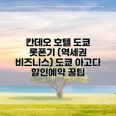 칸데오 호텔 도쿄 롯폰기 (역세권 비즈니스) 도쿄 아고다 할인예약 꿀팁