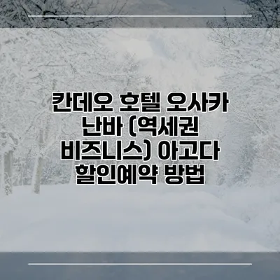 칸데오 호텔 오사카 난바 (역세권 비즈니스) 아고다 할인예약 방법