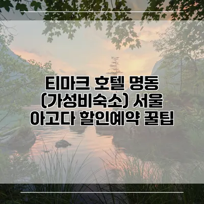 티마크 호텔 명동 (가성비숙소) 서울 아고다 할인예약 꿀팁