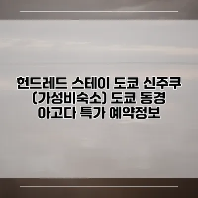 헌드레드 스테이 도쿄 신주쿠 (가성비숙소) 도쿄 동경 아고다 특가 예약정보