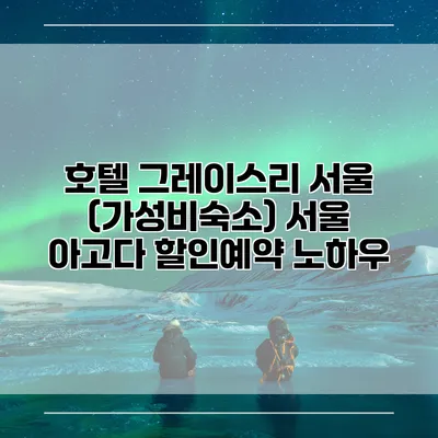 호텔 그레이스리 서울 (가성비숙소) 서울 아고다 할인예약 노하우