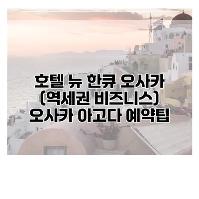호텔 뉴 한큐 오사카 (역세권 비즈니스) 오사카 아고다 예약팁