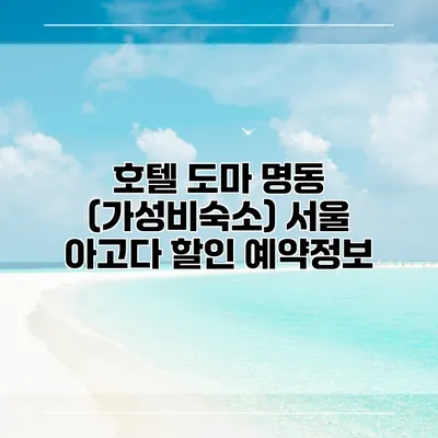 호텔 도마 명동 (가성비숙소) 서울 아고다 할인 예약정보