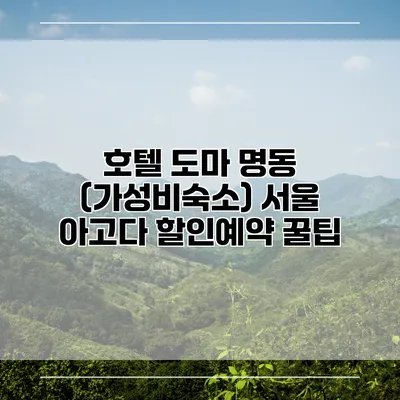 호텔 도마 명동 (가성비숙소) 서울 아고다 할인예약 꿀팁
