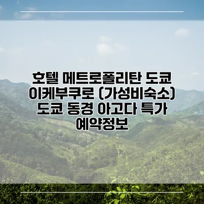 호텔 메트로폴리탄 도쿄 이케부쿠로 (가성비숙소) 도쿄 동경 아고다 특가 예약정보