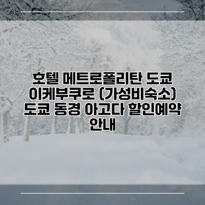 호텔 메트로폴리탄 도쿄 이케부쿠로 (가성비숙소) 도쿄 동경 아고다 할인예약 안내