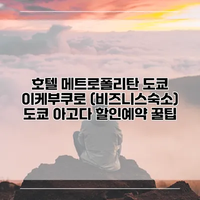 호텔 메트로폴리탄 도쿄 이케부쿠로 (비즈니스숙소) 도쿄 아고다 할인예약 꿀팁