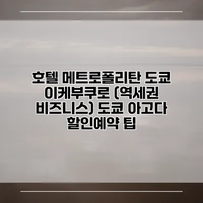 호텔 메트로폴리탄 도쿄 이케부쿠로 (역세권 비즈니스) 도쿄 아고다 할인예약 팁