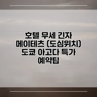 호텔 무세 긴자 메이테츠 (도심위치) 도쿄 아고다 특가 예약팁