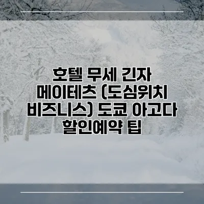 호텔 무세 긴자 메이테츠 (도심위치 비즈니스) 도쿄 아고다 할인예약 팁