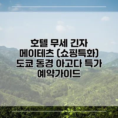 호텔 무세 긴자 메이테츠 (쇼핑특화) 도쿄 동경 아고다 특가 예약가이드
