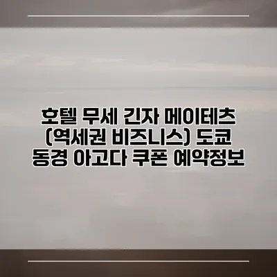 호텔 무세 긴자 메이테츠 (역세권 비즈니스) 도쿄 동경 아고다 쿠폰 예약정보