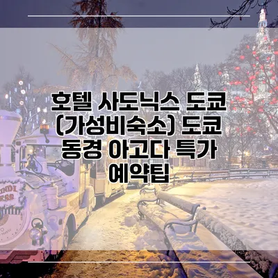 호텔 사도닉스 도쿄 (가성비숙소) 도쿄 동경 아고다 특가 예약팁